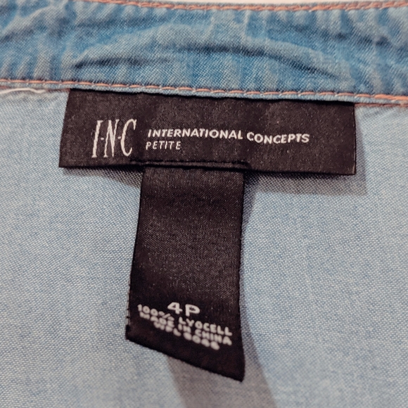 INC International Concepts Denim Dress with Belt - Picture 3 of 3